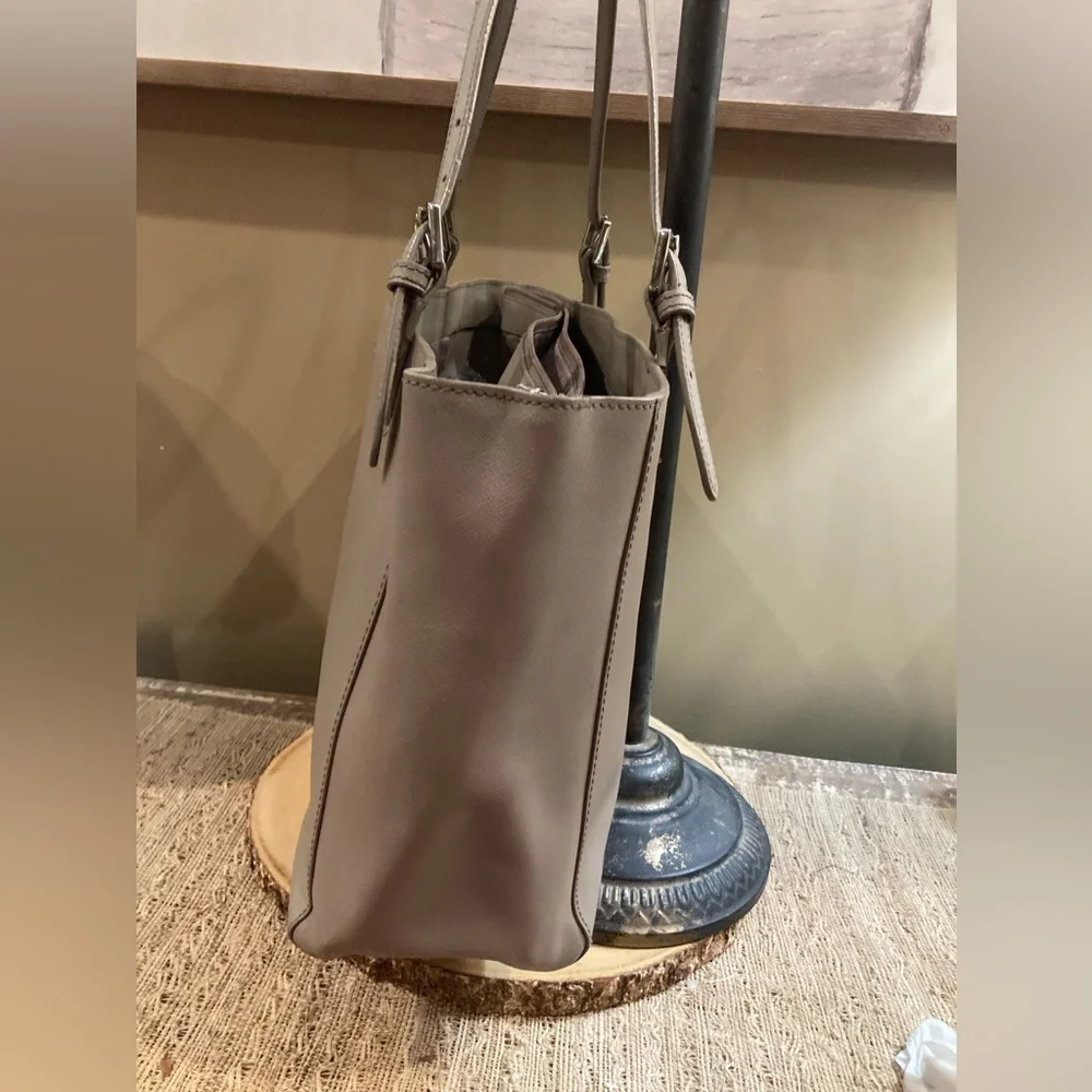 Tory Burch York Buckle Tote Taupe Grey Heron Purse Laptop‎ handbag